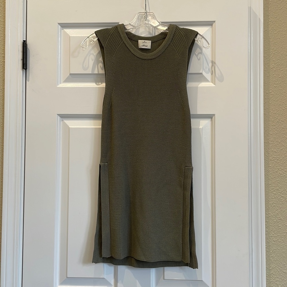 Aritzia Wilfred Palmier Sleeveless Tunic Knit Tank Green XS